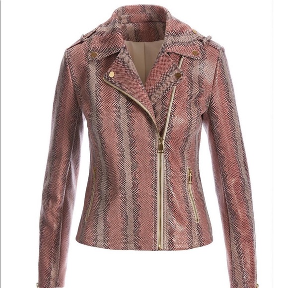 Faux-suede Python Print Jacket - Picture 3 of 7